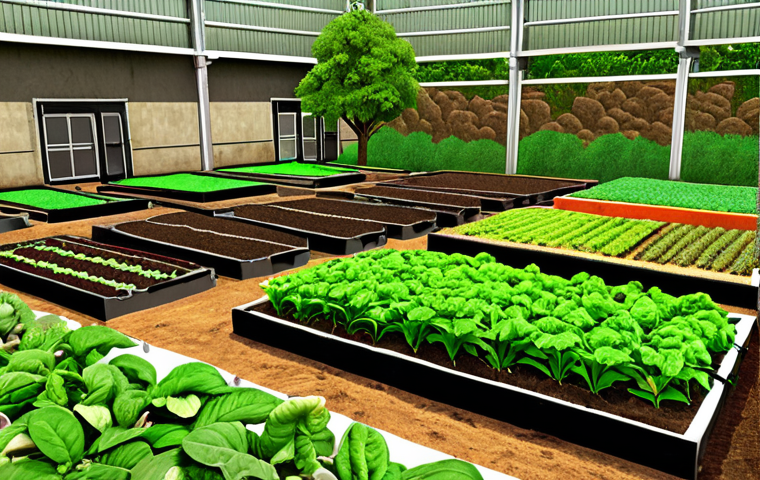 **

A lush organic farm with diverse crops and livestock, showcasing sustainable soil management techniques (e.g., composting, green manure). Focus on vibrant colors and healthy-looking plants. Include elements suggesting ecological balance, such as beneficial insects or integrated pest management.

**